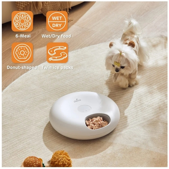 iPettie Donuts Frost 6 Meal Cordless Automatic Pet Feeder - Picture 2 of 12
